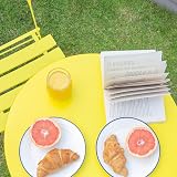 Harbour Housewares 2 Seater Yellow Round Bistro Table and Chairs Set view 7