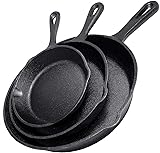 Simple Chef Cast Iron Skillet 3-Piece Set
