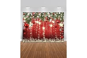 Mocsicka Christmas Backdrop Red Ball Xmas Merry Christmas Party Decorations for Family Holiday Christ for Photography Photo Booth Props (Red, 7x5ft(82"x60"))