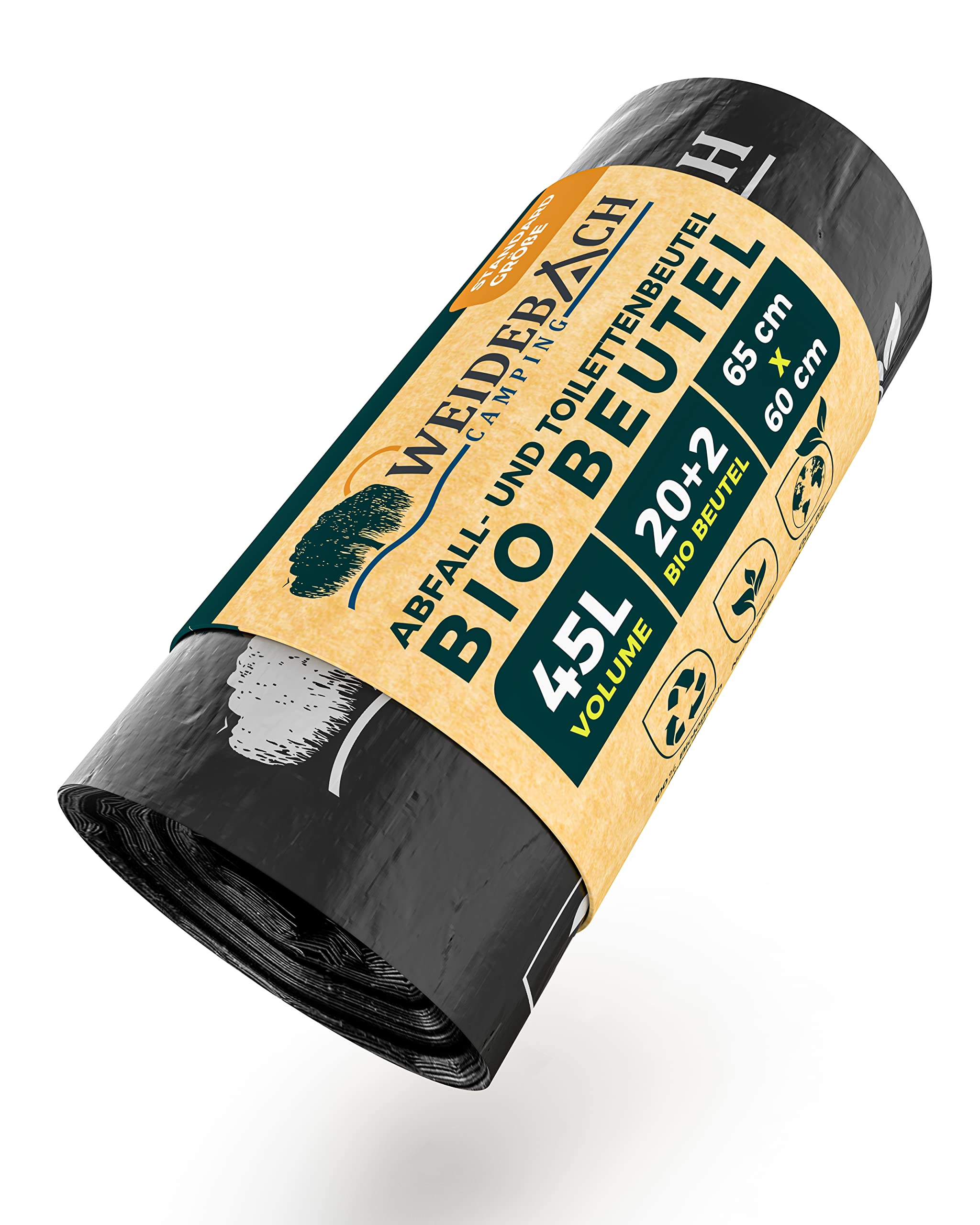 Weidebach® 22 Premium biodegradable toilet bags, 35.2 oz compost bags, bags for camping toilet, 100% waterproof bags for camping toilet, bags for poo, for emergency