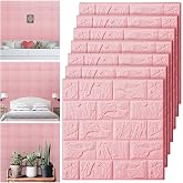 Tinlade 30 Pcs 3D Wall Panels Peel and Stick Wallpaper Foam, Elegant Pink | Faux Brick Stone Tiles, Covering 28.8-43.5 Sq ft, Self Adhesive Waterproof Panels for Bedroom Living Room Kitchen Walls