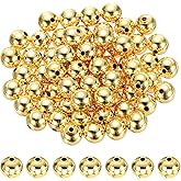 PATIKIL 18K Gold Filled Spacer Beads, 64Pcs 8mm Metal Smooth Round Ball Beads for Bracelet Jewelry Making Necklace DIY