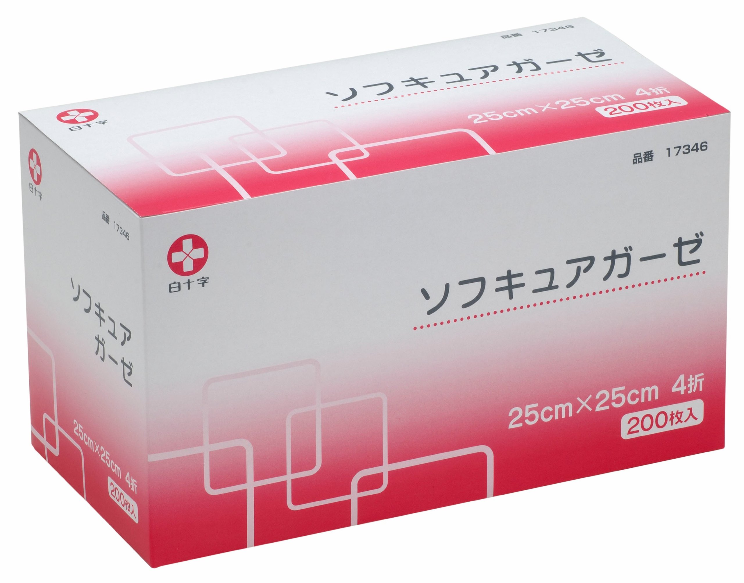 白十字 日本製 不織布ガーゼ ソフキュアガーゼ 25×25cm 4折 200枚 一般医療機器商品画像
