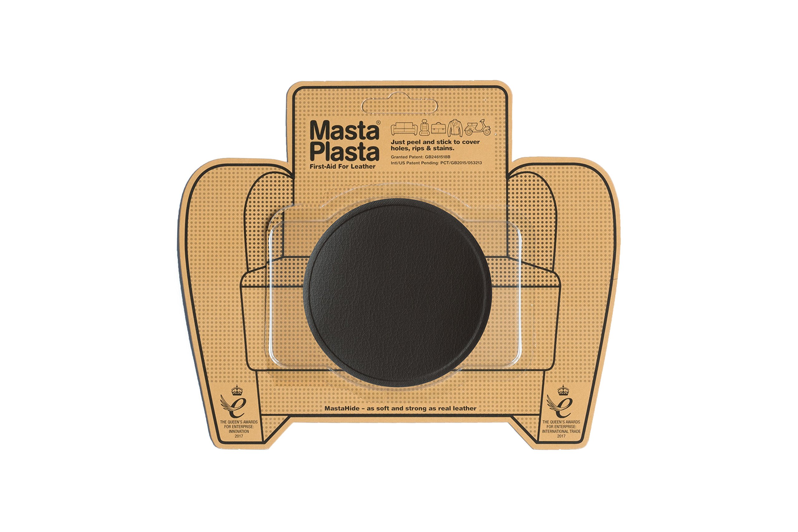 MastaPlasta Premium Easy All-in-One Leather Repair Kit. Leather Patches for Sofas Self Adhesive - Dark Brown Circle 8cm x 8cm (3in x 3in). Leather Repair Patch for Car Seats, Bags, Jackets, DIY
