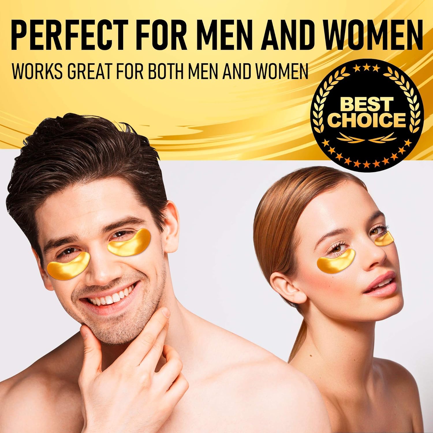 Under Eye Collagen Patches - 24K Gold Anti-Aging Mask - Pads for Puffy Eyes & Bags, Dark Circles and Wrinkles, with Hyaluronic Acid, Deep Moisturizing | 60 Patches - New Formula : Beauty