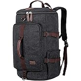 BAOSHA Canvas Weekender Travel Duffel Backpack Hybrid Hiking Rucksack Laptop Backpack for Outdoor Sports Gym HB-26(Black)