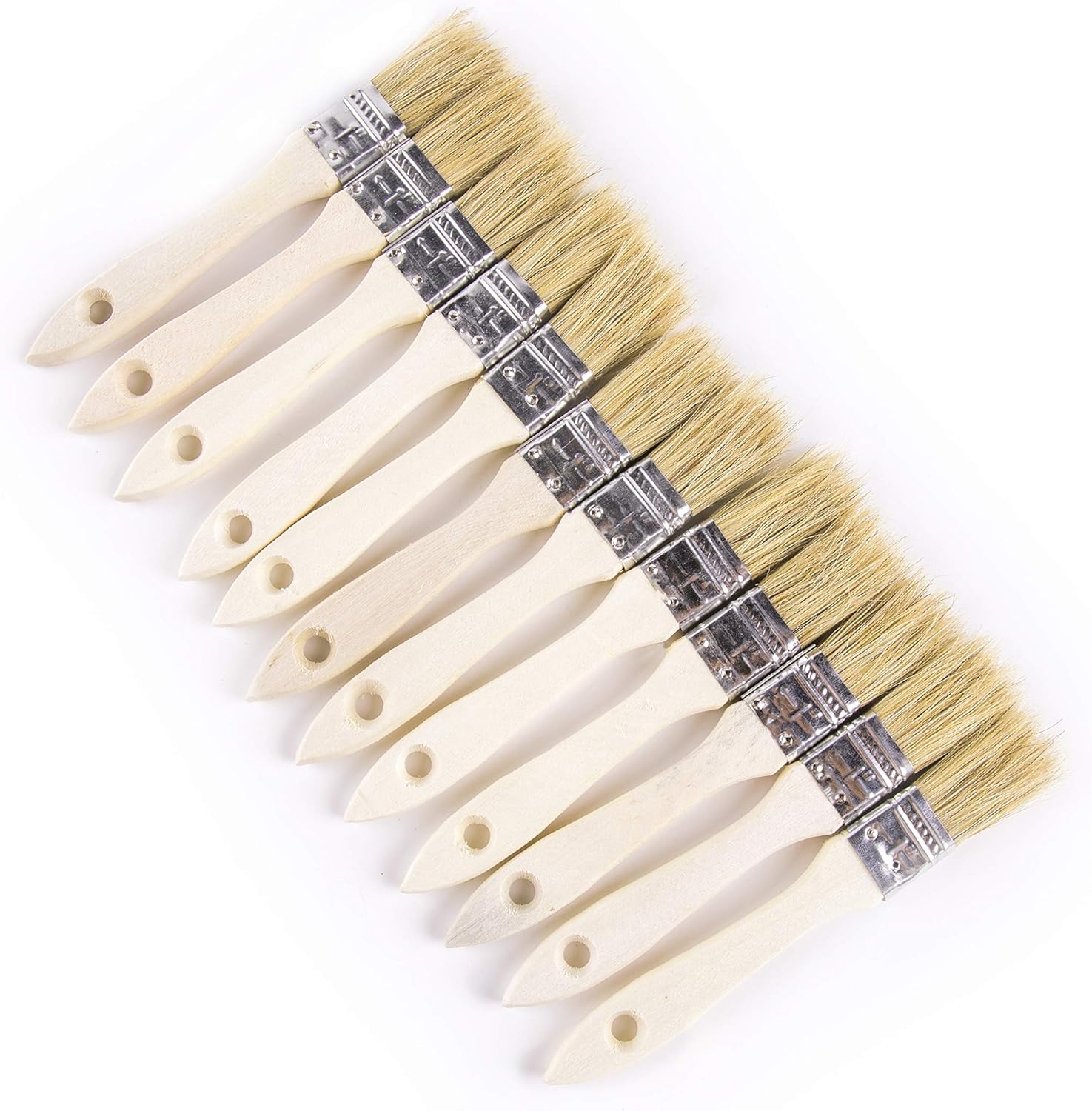 12 Pack of 1 inch Art Supply Chip Paint Brushes with Wood Handles and Paint for Paint, Stains, Glues, Varnishes: Kitchen & Dining