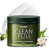 CLEANFULL Botanical Keratin Hair Mask, Silicone Free Hair Treatment Deep Repair Conditioner for Dry Damaged Hair, Reverse from Bleach, Color & Heat, Vegan (10fl oz) | Keratin & Ceramide, Sulfate Free, Paraben Free, Phthalate Free, Lightweight & Smooth, Leafy-Fresh Scent