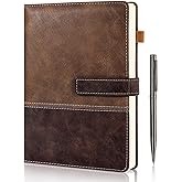 Leather Notebook Journal with Pen, A5 Lined Hardcover Notebook with Magnetic Closure, 240 Pages Daily Journal for Men Women, 