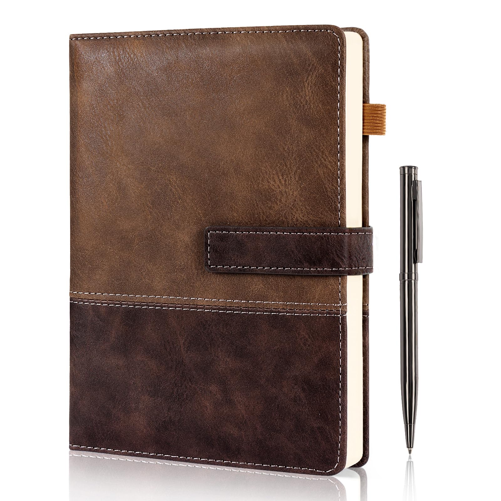 Photo 1 of HULIPARK Leather Notebook Journal with Pen, A5 Lined Hardcover Notebook with Magnetic Closure, 240 Pages Daily Journal for Men Women, Ruled Journal Notebooks for Work, Writing, Note Taking - Brown