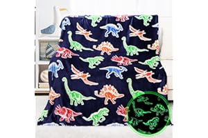 KIVEE Dinosaur Blanket for Boys Glow in The Dark Dino Blanket Dinosaur Toys for Teen Boy Gifts Dinosaur Room Decor 50"x60"