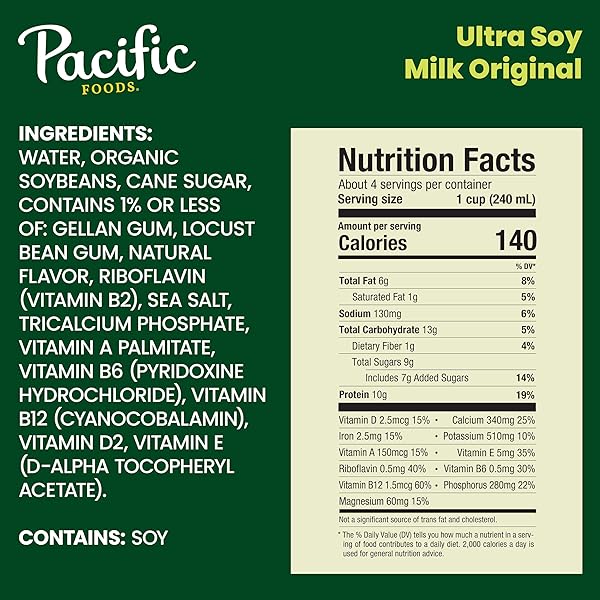 PACIFIC FOODS ULTRA SOY NON-DAIRY MILK, ORIGINAL, 32 FL OZ