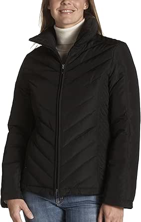 Amazon.com: Kenneth Cole REACTION Women's Micropoly Quilted Down Jacket, Black, Large : Clothing 