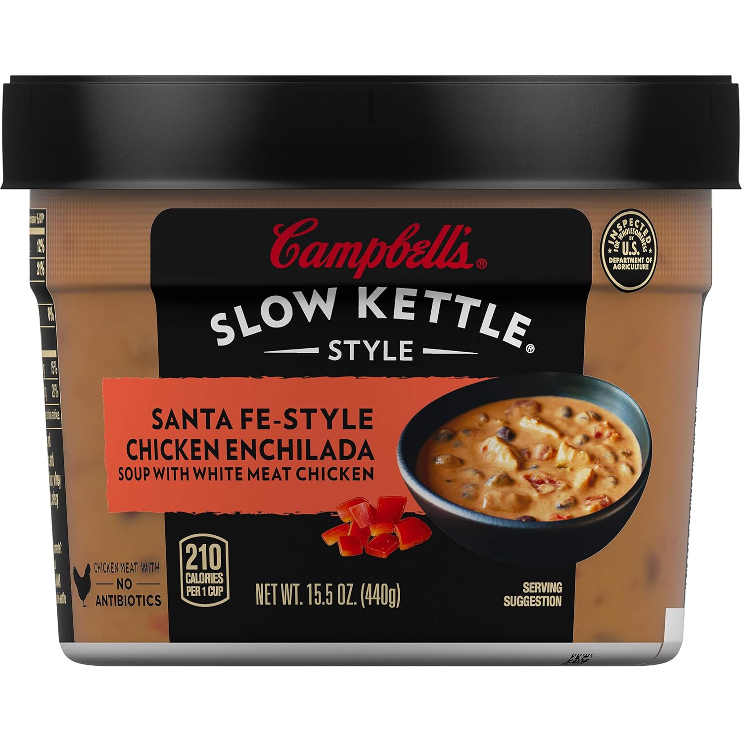 Amazon Com Campbell S Slow Kettle Style Santa Fe Style Chicken Enchilada Soup With White Meat Chicken 15 5 Oz Tub Grocery Gourmet Food