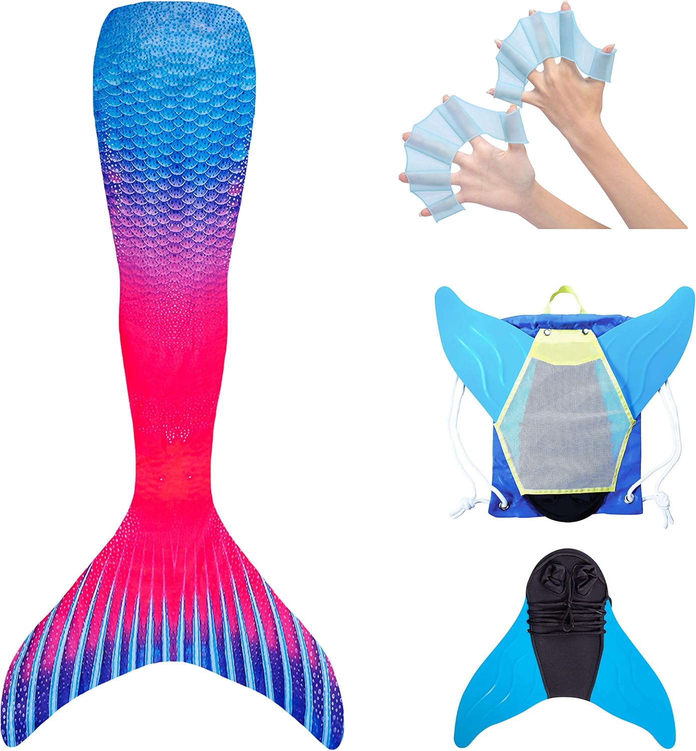 Pinne A Sirena Per Bambini - Monopinna In TPR Morbido Per Piscina E Divertimento