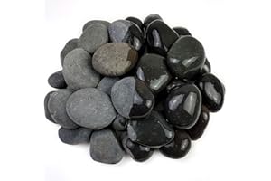SHIZWU 20LB Natural Decorative Black River Rocks for Landscaping, 3-4 Inch Black Mexican Beach Pebbles, Pebbles for Gardens, Road Paving, Landscape, Outdoor Decoration