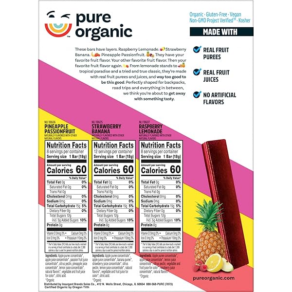 PURE ORGANIC LAYERED FRUIT BARS VARIETY PACK 28 COUNT (PACK OF 1).