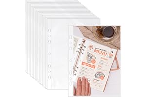 VOKOY 100 Pack 5.5x8.5 Inch Sheet Protectors for 3 or 6 Ring A5 Binder, Half Letter Size 7 Holes Mini Heavy-Duty Sheet Protector Sleeves Crystal Clear Playbill Binder Pockets