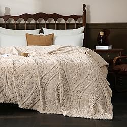 PU MEI Beige Fleece Throw Blanket for Couch Sofa