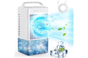 GPTARCER Portable Air Conditioners，Portable AC Small Air Conditioner Fan, Quiet Mini Evaporative Cooler with Handle,2/4H Timer 3 Speeds,Mini Air Conditioner with 7 Color for Home, Bedroom, Office, and Outdoor