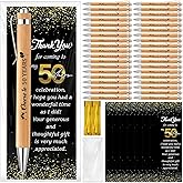 Sayglossy 50 Sets 50th Birthday Party Favors for Guests Anniversary Party Favor Include 50 Ballpoint Pens with 50 Thank You Cards 100 Bags and Twist Ties for Anniversary Birthday Wedding Shower