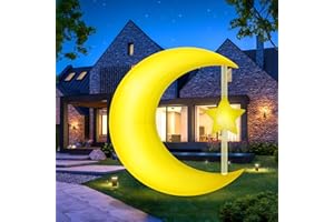 ZUKAKII 7ft Muslim Holidays Inflatables Outdoor Yard Decorations LED Islamic Moon Wishing Kareem Inflatable Ramadan Eid Mubarak Holy Celebration Decor for Fasting Introspection Prayer