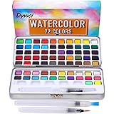 Dyvicl Watercolor Paint Set, 72 Assorted Watercolors in Tin Box with Water Brushes Sketch Set Protable Watercolor Travel Set 