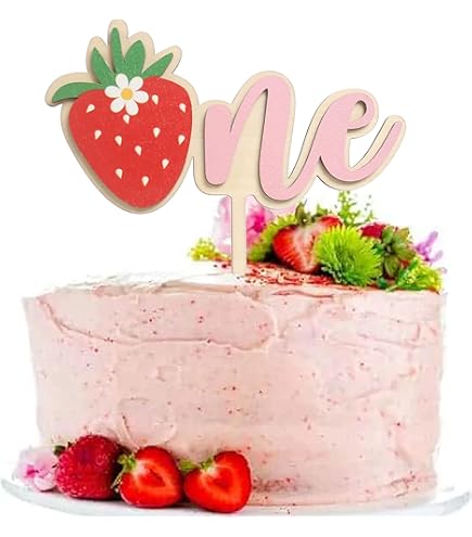 Amazon.com: Sweet One Wooden Cake Topper - Strawberry Cake Smash