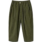 Volunboy Toddler Boys Corduroy Pants Cargo Sweatpants Solid Elastic Waist Casual Long Trousers