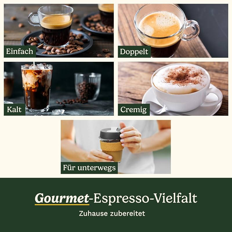 Slim Kaffeemaschine | Espresso, Americano, Cold Brew | Integrierter Milchaufschäumer | 15 Bar | Siebträger ohne Boden | kompakt | Reisebecher | 1,5L Tank, Edelstahl Slim