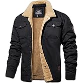 MAGCOMSEN Men's Winter Jacket Lined Sherpa Jacket Warm Trucker Coat Multi Pocket