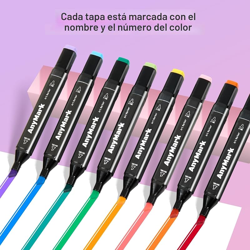 Marcadores de álcool 120 cores, duplo chanfrado e ponta fina