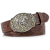 SANSTHS Cowboy Belts for Men Women Western Buckle