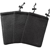 tatoko 5pcs Nylon Mesh Drawstring Bag, 5 x 3.5 Inch Small Storage Pouch String Bags for Mini Stuff MP3 Charger Earphone Key, Travel Kit Organizer for Lipstick Cosmetic Jewelry, Black