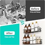 HapiRm Shower Shelf No Drill 2 Pack Black Stainless Steel 4 Hooks view 6