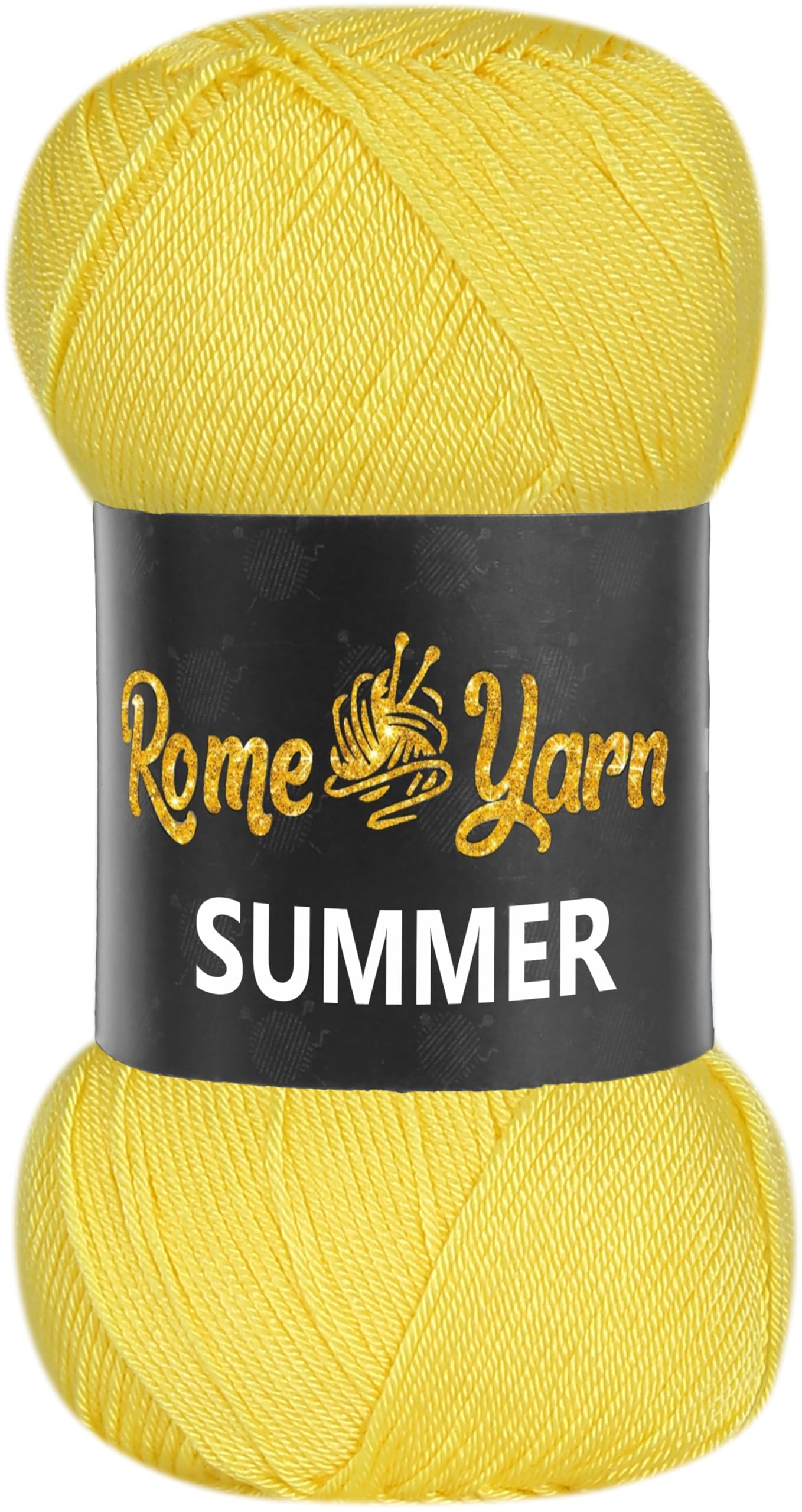 Rome Yarn Summer Yarn | Silk Effect | #2 Fine | 100 g | 350 m | Anti-Pilling Acrylic Yarn | Knitting Thread Crochet Art Lace Craft (1 Pack, 323 Yellow)