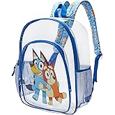 Fast Forward Bluey Backpack - Water Resistant Clear Backpack for Kids School Bag with Padded Straps and Side Pockets, Size One Size, Clear Blue Bluey
