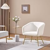 Yaheetech Boucle Tub Chair Modern Upholstered Armchair White view 2