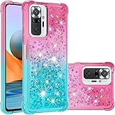 CCSmall For Xiaomi Redmi Note 10 Pro/Note 10 Pro Max Case With Creativity Clear Gradient Quicksand Glitter Flowing Liquid Floating Case Bling Diamond Sparkle Cover for Redmi Note 10 Pro JB Powder Blue