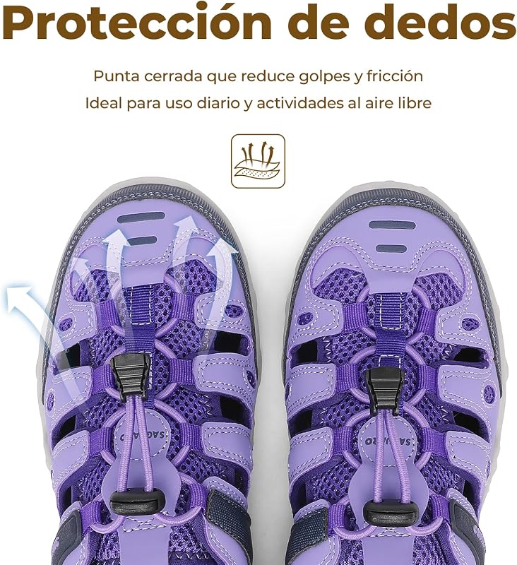 Sandálias de trekking femininas leves e respiráveis, Roxo 37