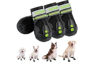 BECROWM Waterproof Dog Boots-Anti-Slip Dog Shoes Reflective Straps,for Rainy/Snowy/Muddy Days,Outdoor Walking Gifts for Dogs Dog Black, #1 (width1.77inch) for 15-22 lbs