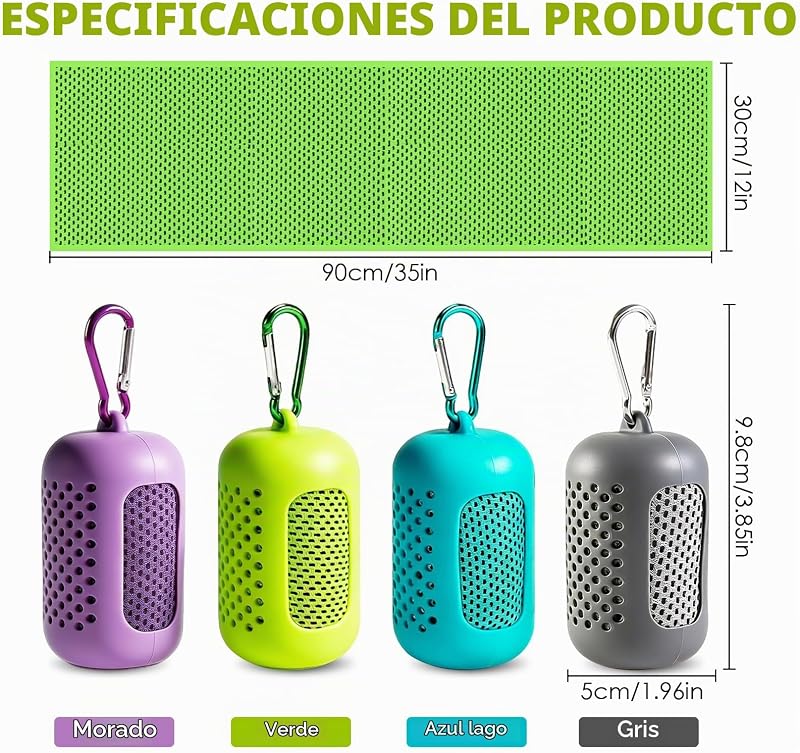Toalla Refrescante 4 Unidades,Cooling Towel de Microfibra Secado Rápido,Toalla Deportiva Refrigerante para Fitness Running Yoga Gimnasio,Toalla Ligera Transpirable 30 x 90 cm con Funda de Silicona