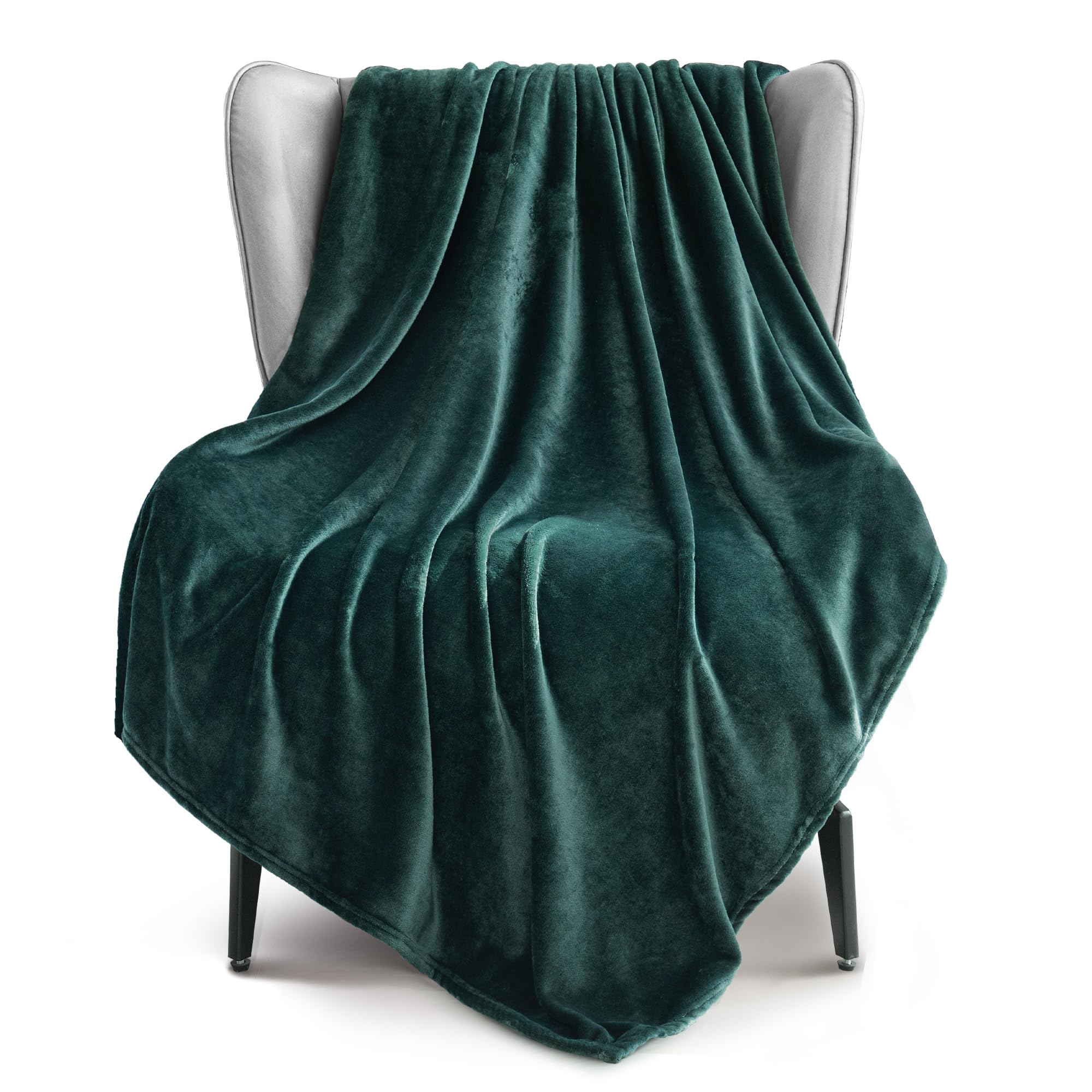 Photo 1 of ***(HEAVILY USED/ MINOR DAMAGE)***Exclusivo Mezcla Fleece Throw Blanket for Couch, Sofa, 300GSM Super Soft and Warm Blankets, Forest Green Throw All Season Use, Cozy, Plush, Lightweight, 50x60 Inches