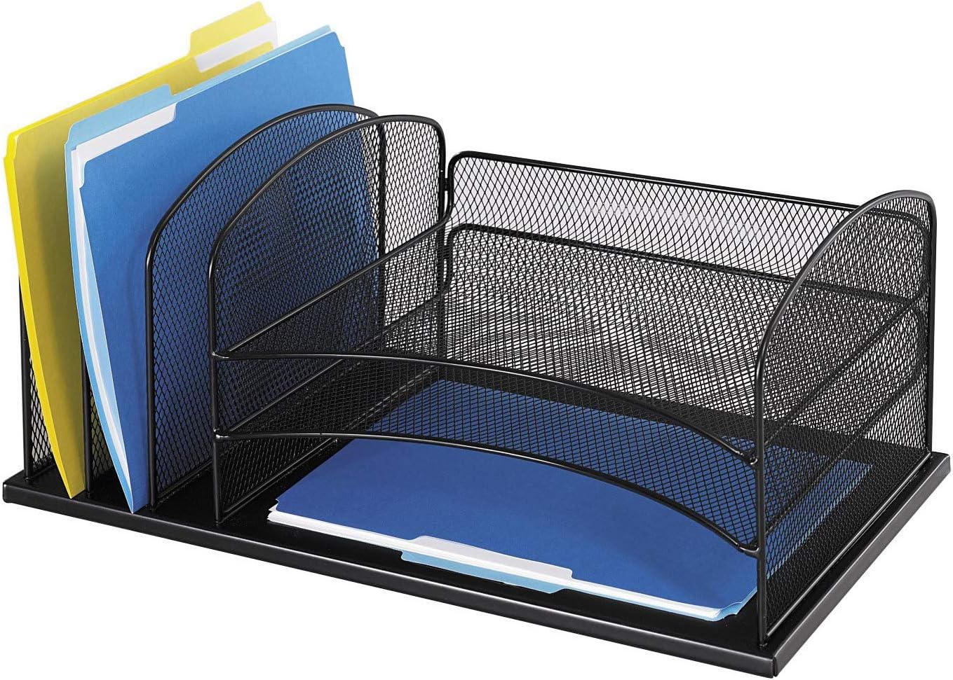 Safco Products Onyx Mesh 3 Sorter/3 Tray Desktop Organizer 3254BL, Black Powder Coat Finish, Durable Steel Mesh Construction : Office Desk Trays : Office Products