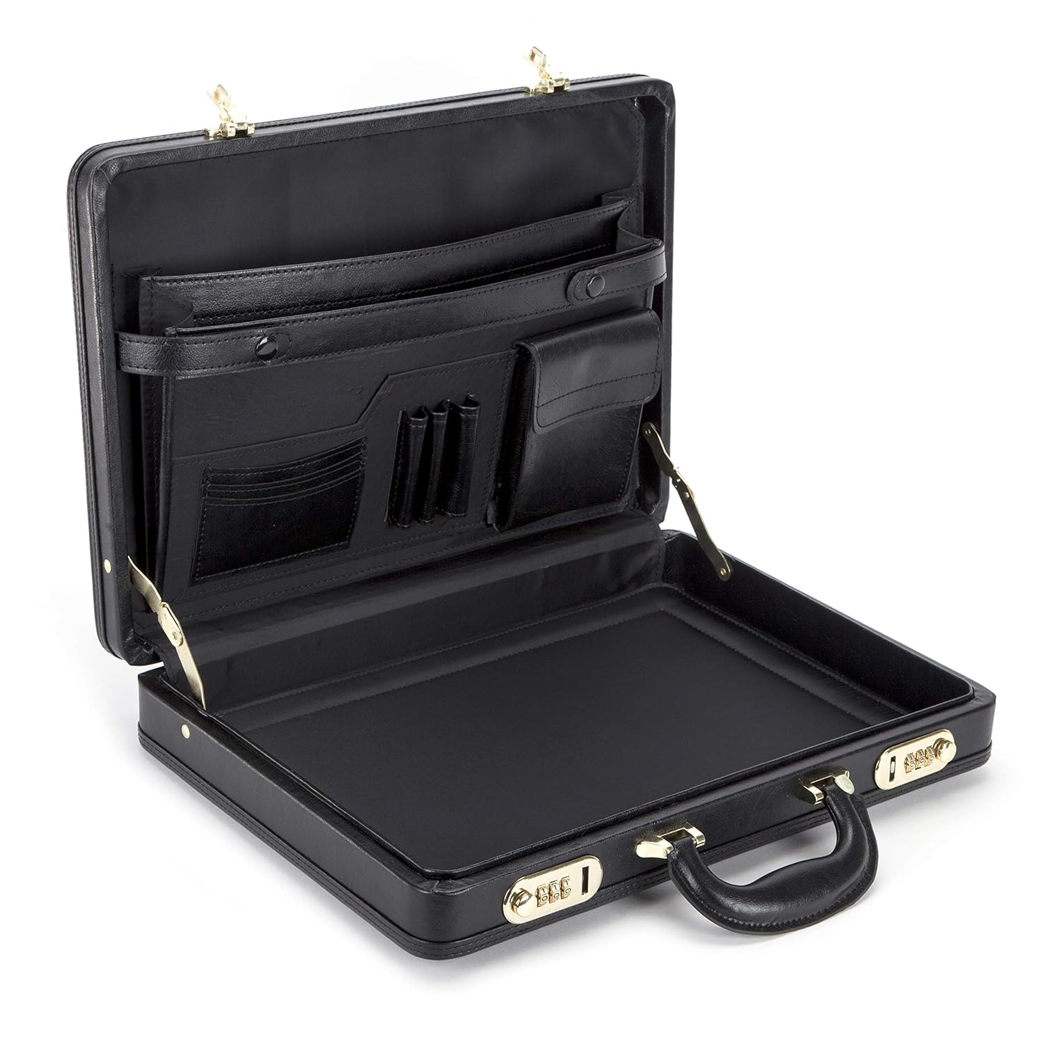 Mens Executive Briefcase Travel PU Leather Attaché Combination Locks