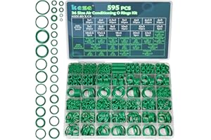 KEZE 595 Pcs Air Conditioning O Ring Kit,36 Size Seal Rubber O-Rings Assortment Set for Compressor Automotive A/C Plumbing Repair ID:3-22mm (Green)