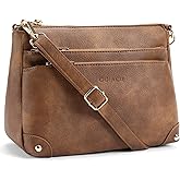 GOIACII Purse for Women Medium Crossbody Bags Multi Zipper Pocket Leather Shoulder Handbags