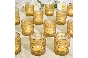 SUPMIND 24 Pcs Votive Candle Holders, Golden Glass Candle Holders Bulk for Table Centerpiece, Tea Lights Candle Holders for Wedding Shower, Party and Home Decor