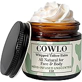Cowlo Whipped Tallow Balm & Body Butter (Unscented/Herb-Infused) Grass Fed Tallow Moisturizer for Face, Body & Baby – Organic Olive Oil Infused with Calendula & Frankincense – Handmade Skincare, 2 oz