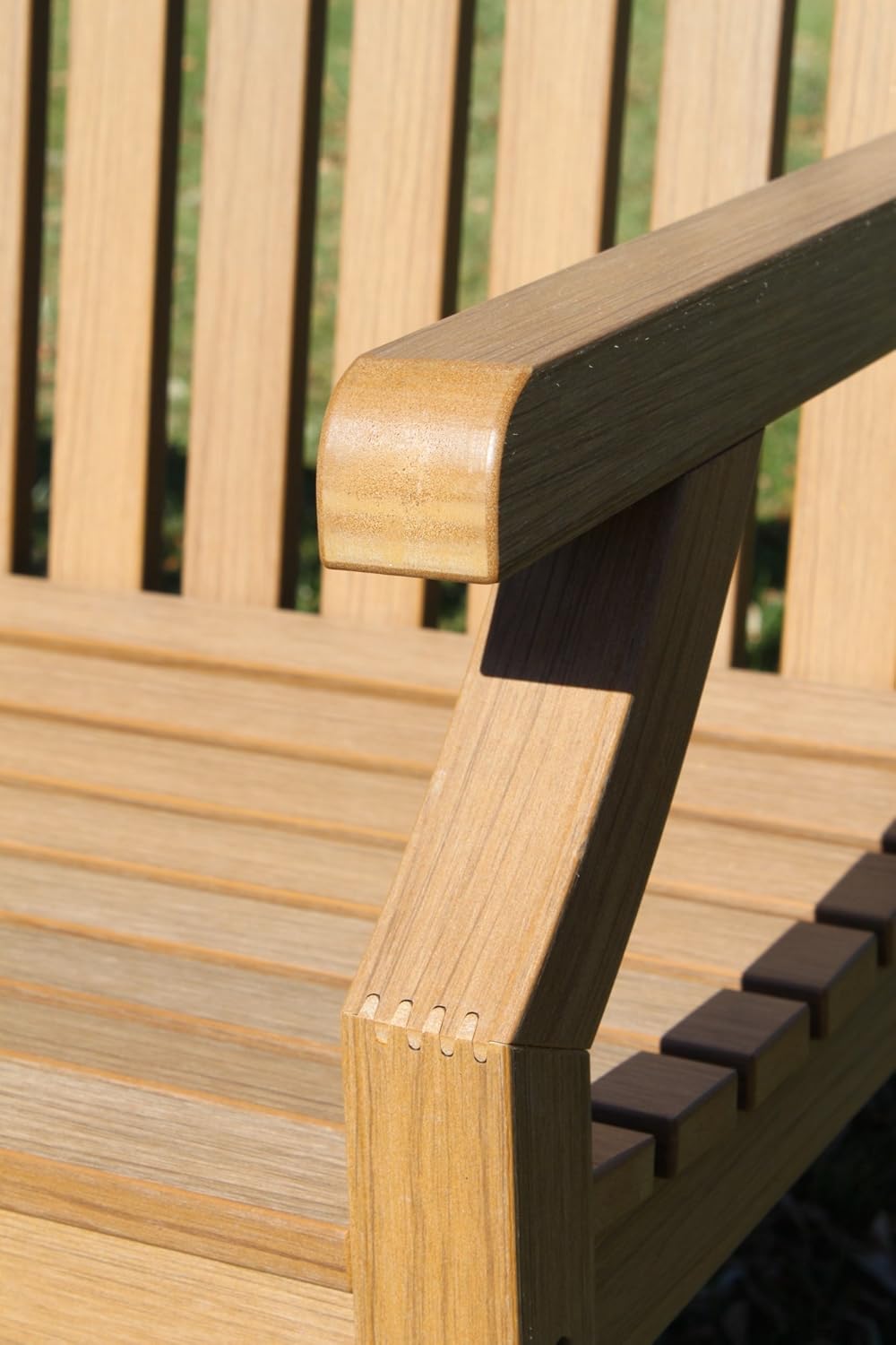 teak potting bench on Olive Grove Zero Maintenance Teak Effect Polymer 3 Seater Garden Bench Teak Colour